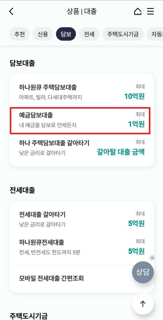 예금담보대출