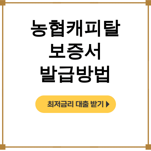 농협캐피탈 보증서 발급방법 NH모바일 신청 꿀팁 총정리 후기